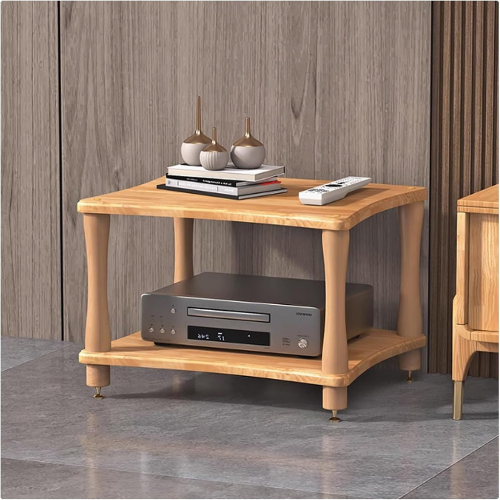 Stereo Rack AV Media Stand Media Audio Rack Tower CD Record Player Stereo Receiver AV Equipment Cabinet Display Stand for Living Room, Gaming, Recording Room(Original wood,60x48x42cm)