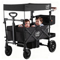 Wagon Stroller for 2 Kids, Premium Stroller Wagon for Kids with Removable Canopy, Safety Harness, Adjustable Handlebar & Storage Organizer, All-Terrain Foldable Baby Wagon for Outdoors