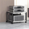 360° Rotating Audio Video Media Stand - Modern Stereo Rack Cabinet, Movable Storage Tower for Home Entertainment, Stylish White Finish, Perfect for Organizing Audio Equipment