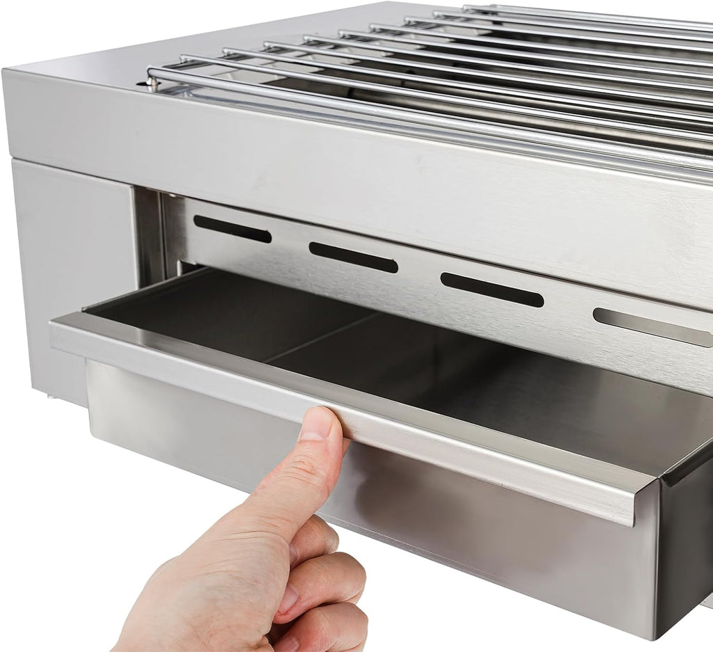 Portable Electric Grill 110V Indoor Smokeless Searing Grill Commercial Yakitori Griddle Stainless Steel Restaurant Korean BBQ Grill 446°F
