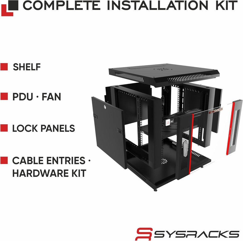 12U Server Rack Cabinet 35' Deep, Deployment-Ready Network Rack Enclosure with PDU, Fan & Shelf, Rolling IT Cabinet for Installers, AV Systems & Infrastructure