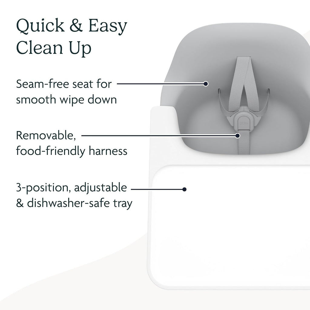 UPPAbaby Ciro High Chair/Sleek, Easy-to-Clean Design/Perfect-Fit Tray to Bring Baby to Table/Patent-Pending Harness/Dual-Position, 180-Degree Rotating Footrest/Chloe (Grey/Rubberwood)