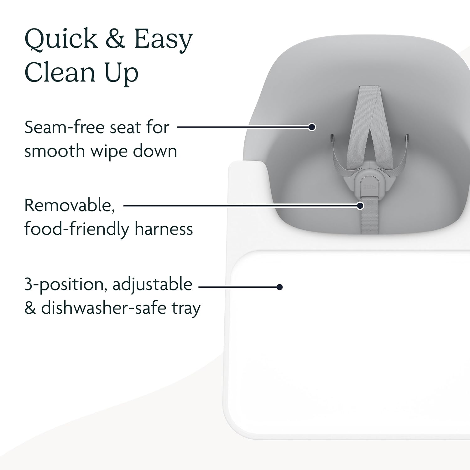 UPPAbaby Ciro High Chair/Sleek, Easy-to-Clean Design/Perfect-Fit Tray to Bring Baby to Table/Patent-Pending Harness/Dual-Position, 180-Degree Rotating Footrest/Chloe (Grey/Rubberwood)