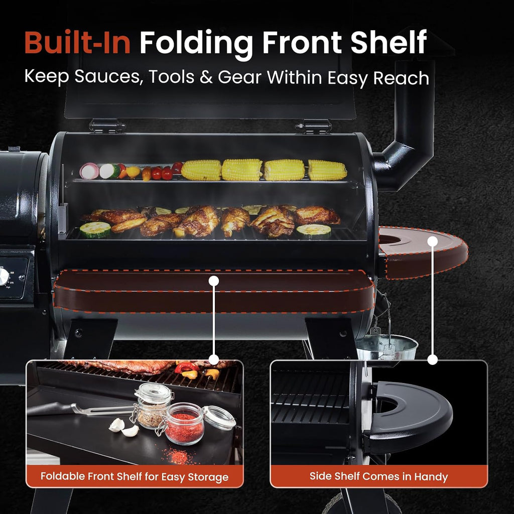 Z GRILLS ZPG-450A Wood Pellet Grill & Smoker with PID V3.0 Controller, 459 Sq in Cook Area, Meat Probe, Foldable Shelf, 8 in 1 BBQ Grill Outdoor Auto Temperature Control, Black