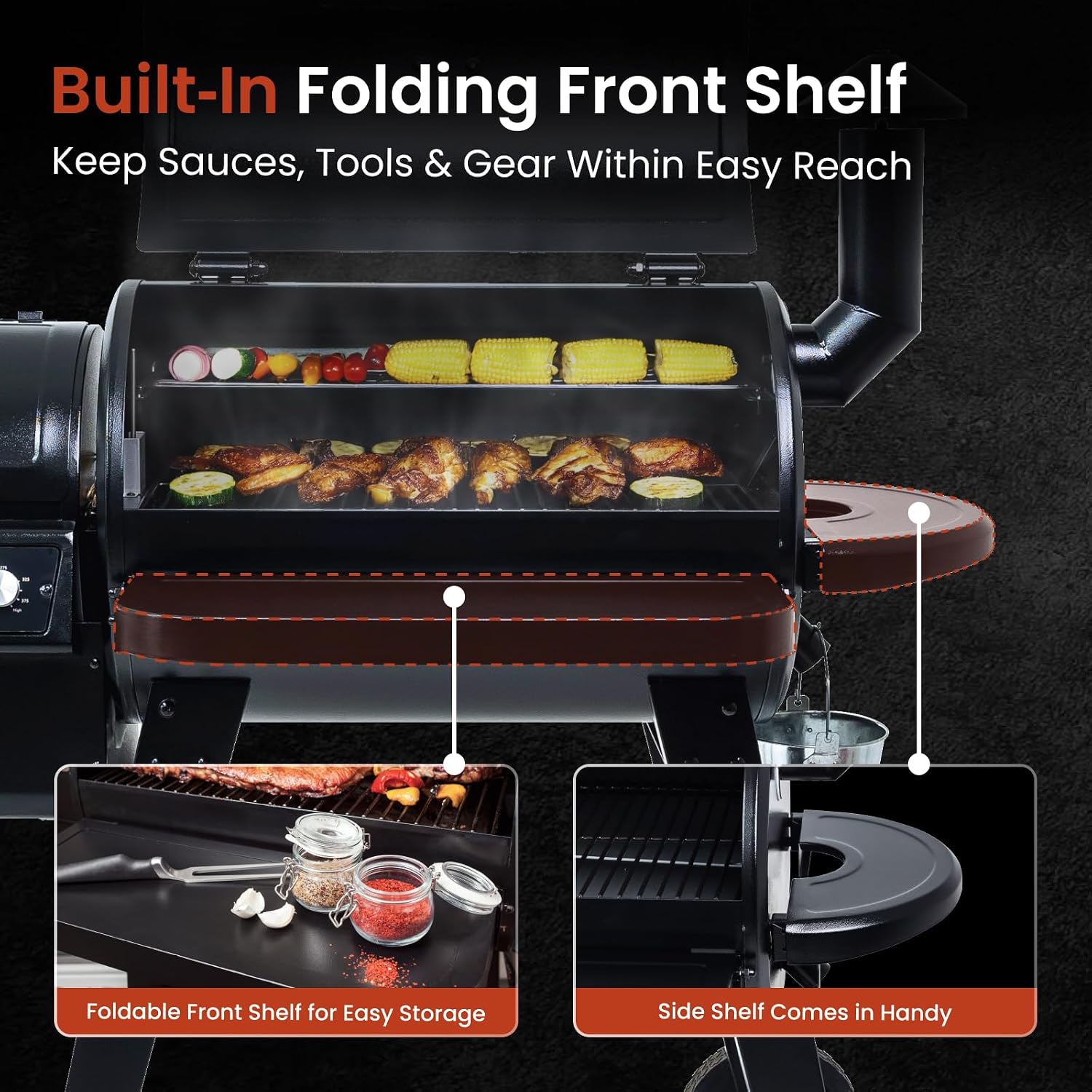 Z GRILLS ZPG-450A Wood Pellet Grill & Smoker with PID V3.0 Controller, 459 Sq in Cook Area, Meat Probe, Foldable Shelf, 8 in 1 BBQ Grill Outdoor Auto Temperature Control, Black