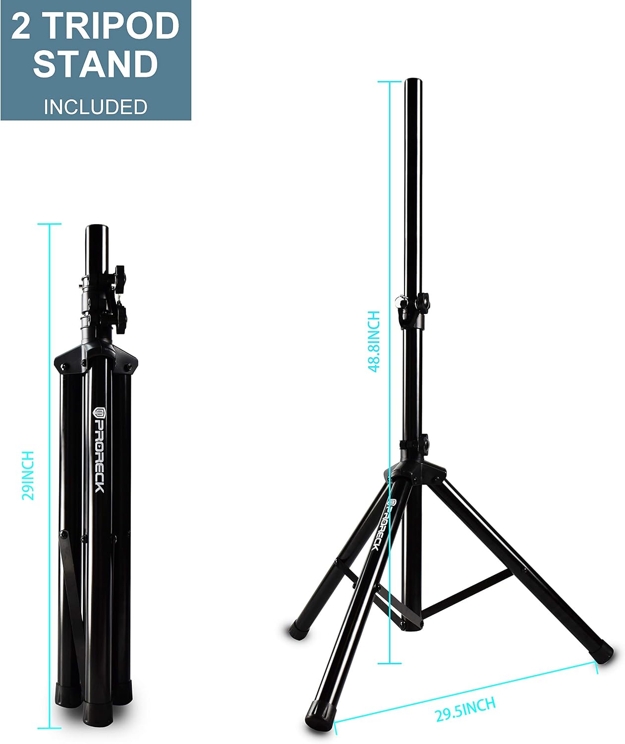 PRORECK MX15 15inch 2500W Bluetooth Powered PA System Mixer/Amp with Stands/Mic Effect Controller 48V Phantom Power, Audio Interface