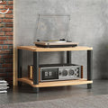 2 Tier Audio Rack Tower - Stereo AV Media Stand with Shelves for CD Player, Receiver, & Equipment - Wooden Cabinet Display Stand for Home Theater, 1/2/3/4 Tier Options