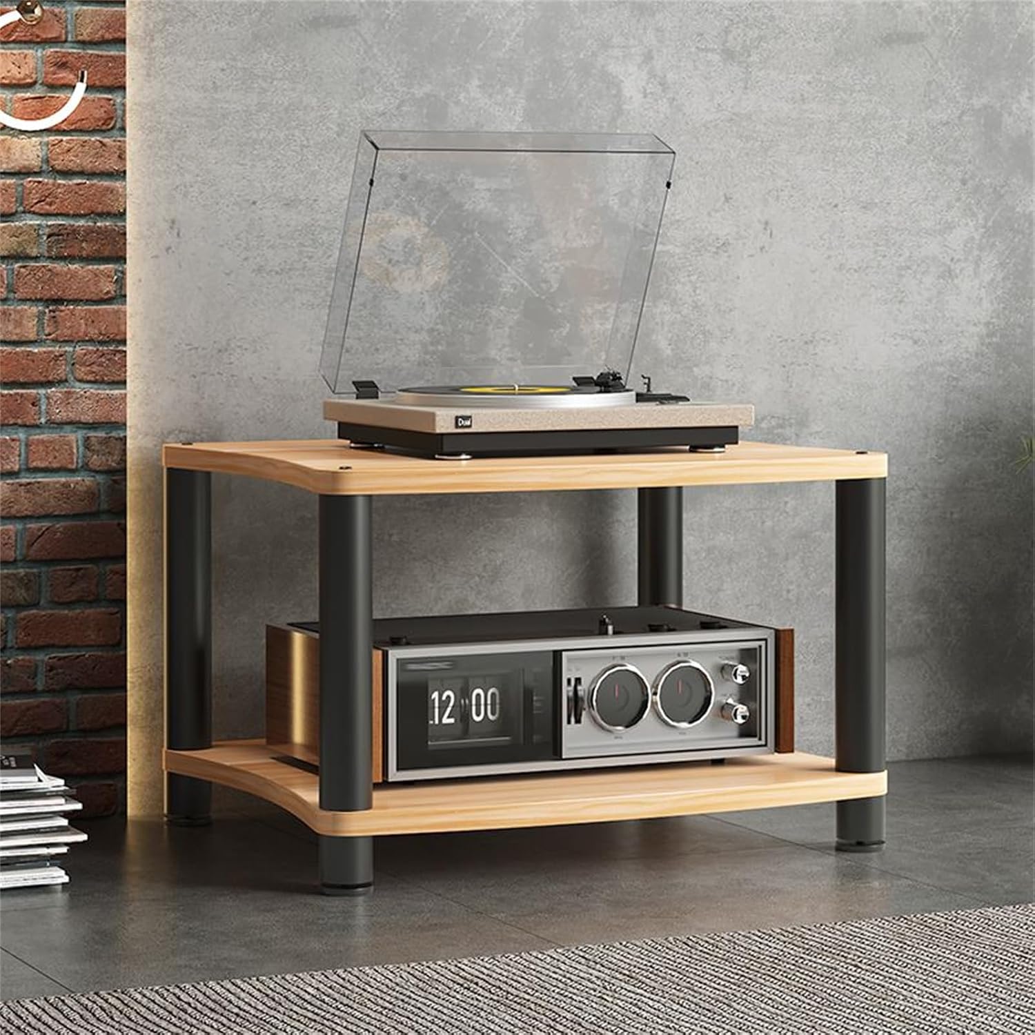 2 Tier Audio Rack Tower - Stereo AV Media Stand with Shelves for CD Player, Receiver, & Equipment - Wooden Cabinet Display Stand for Home Theater, 1/2/3/4 Tier Options