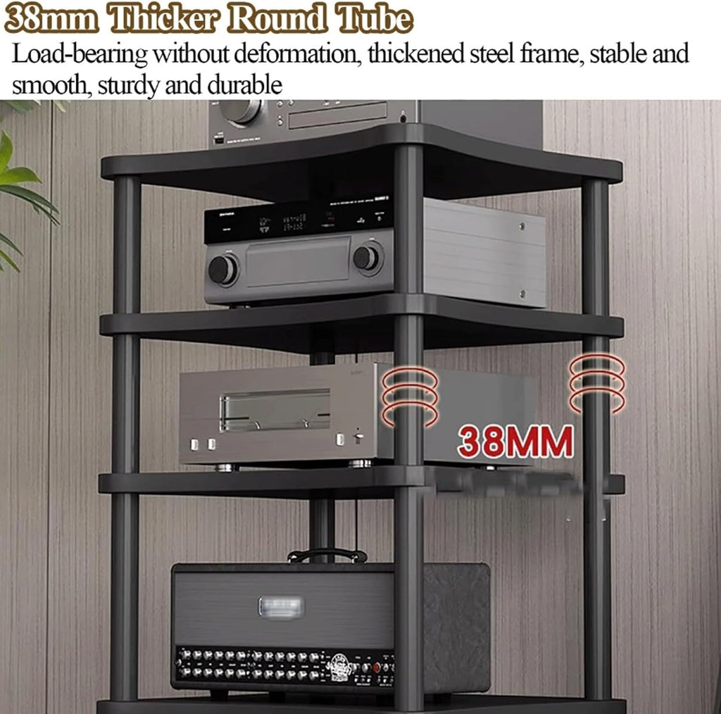 High Performance Audio Rack Wood HiFi Amplifier Stand Modern AV Media Shelf 3 Tier Corner DVD Display Cabinet for Home Theater & Audio Equipment