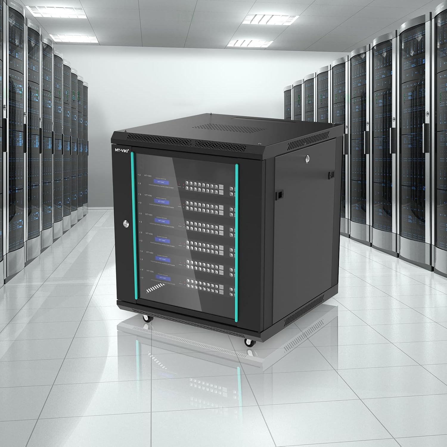MT-VIKI 12U Server Cabinet Network Rack Vented Enclosure w/Moving Wheel, 0.8mm Thick Steel, 23.6'' Deep (600mm), for 19'' IT Equipment, Included 1pcs 12'' Depth Rack Shelf