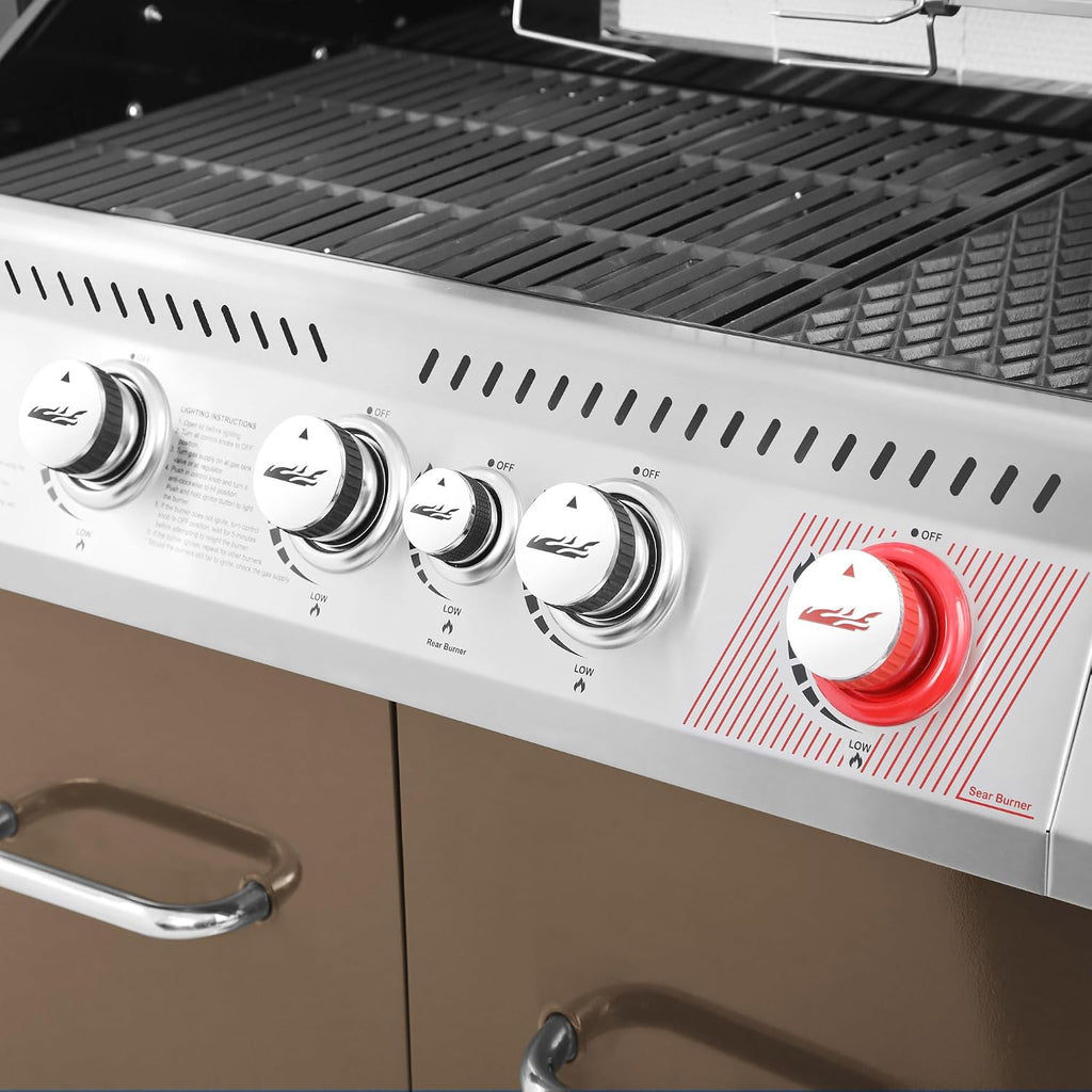 Royal Gourmet GA5403C 5-Burner Propane Gas Grill with Side Burner & Warming Rack, Outdoor BBQ Grill with 74,000 BTUs Output & 738 Sq. in. Cooking Area for Outdoor Barbecue, Coffee