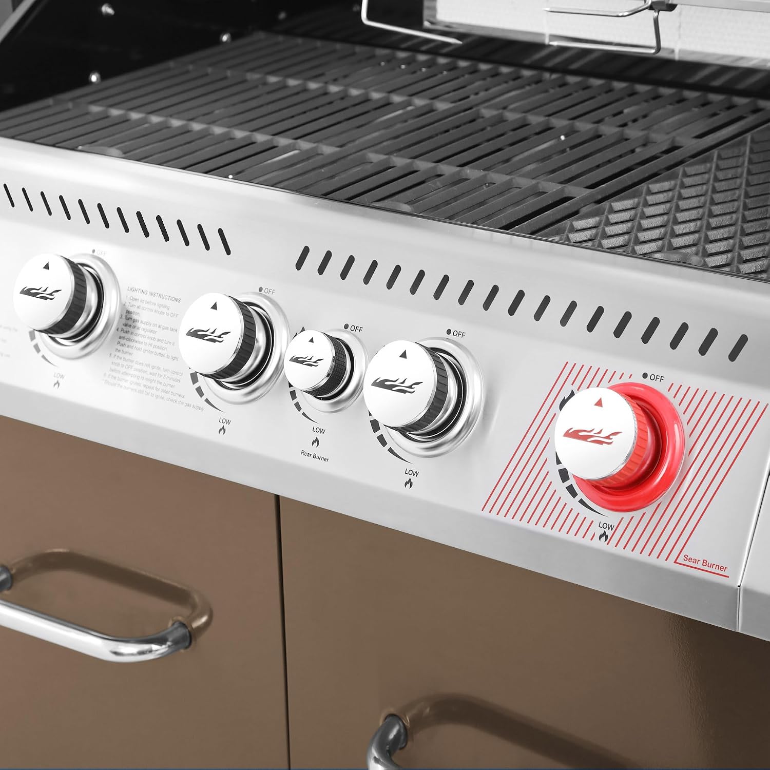 Royal Gourmet GA5403C 5-Burner Propane Gas Grill with Side Burner & Warming Rack, Outdoor BBQ Grill with 74,000 BTUs Output & 738 Sq. in. Cooking Area for Outdoor Barbecue, Coffee