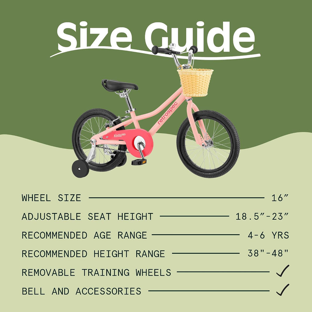 Retrospec Koda Plus Kids Bike for Boys & Girls Ages 4-6 Years - Children's Bicycle, Adjustable Seat & Handlebars