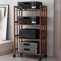 Stand Movable Audio Equipment Cabinet w/Adjustable Shelf, Home Stereo Rack System Complete for Cd Player and Speakers, 1-5 Tier Av Component Stand(Brown-70x123cm