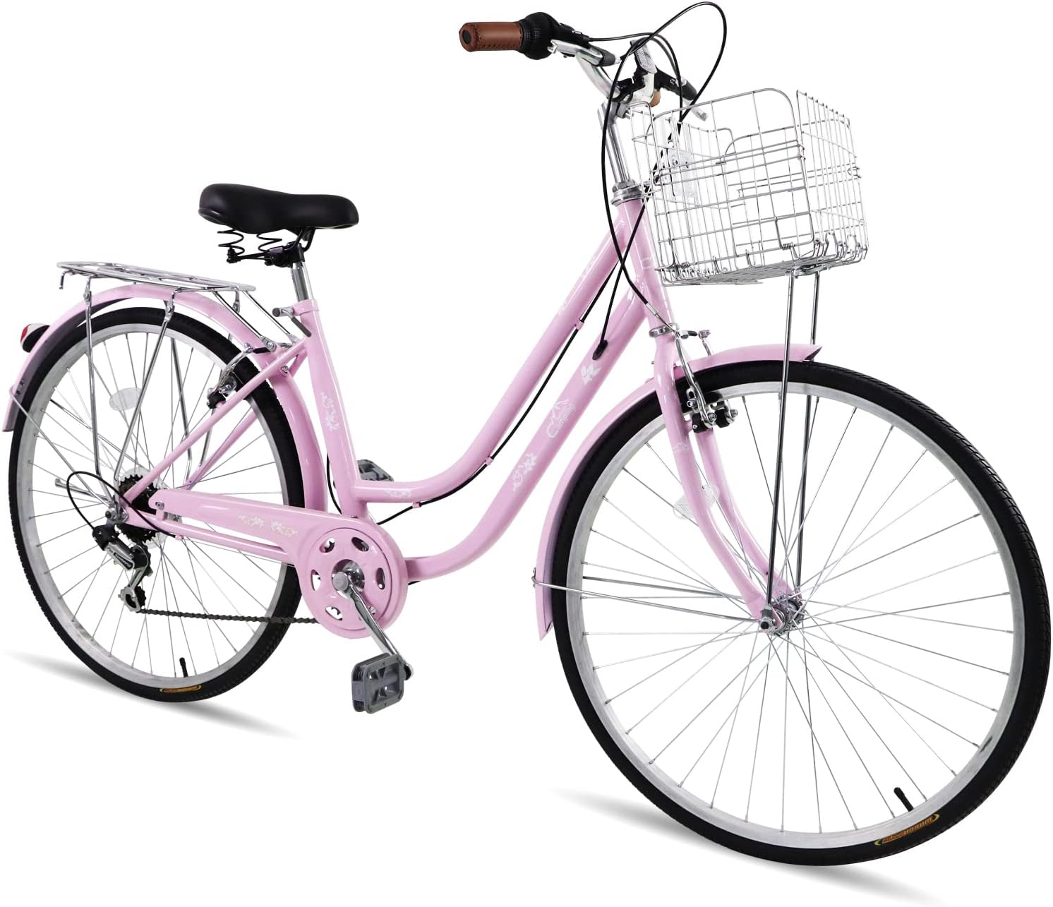 Ktaxon Women Bike 24/26 Inch Bicycles for Women, Beach Cruiser Bike with Premium Derailleur & Shift Lever, Adjustable Seat, High-Carbon Steel Frame and Excellent Welding Technology | Premium Derailleur, Shift Lever, Adjustable Seat