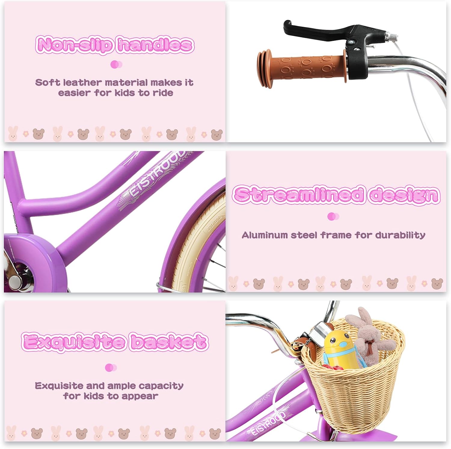 20 Inch Girls Bike, Single Speed Kids' Bicycles with Basket and Kickstand, Kids Beach Cruiser Bike for Girls, Adjustable Seat, Multiple Colors