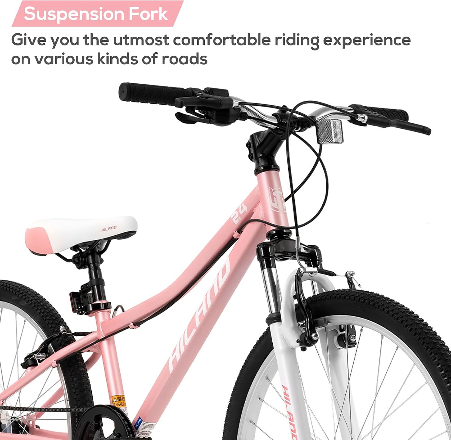 Hiland 20 24 Inch Mountain Bike for Kids Age 5 + Year Old, Front Suspension Fork Kids' Bicycles for Boys Girls Multiple Colors