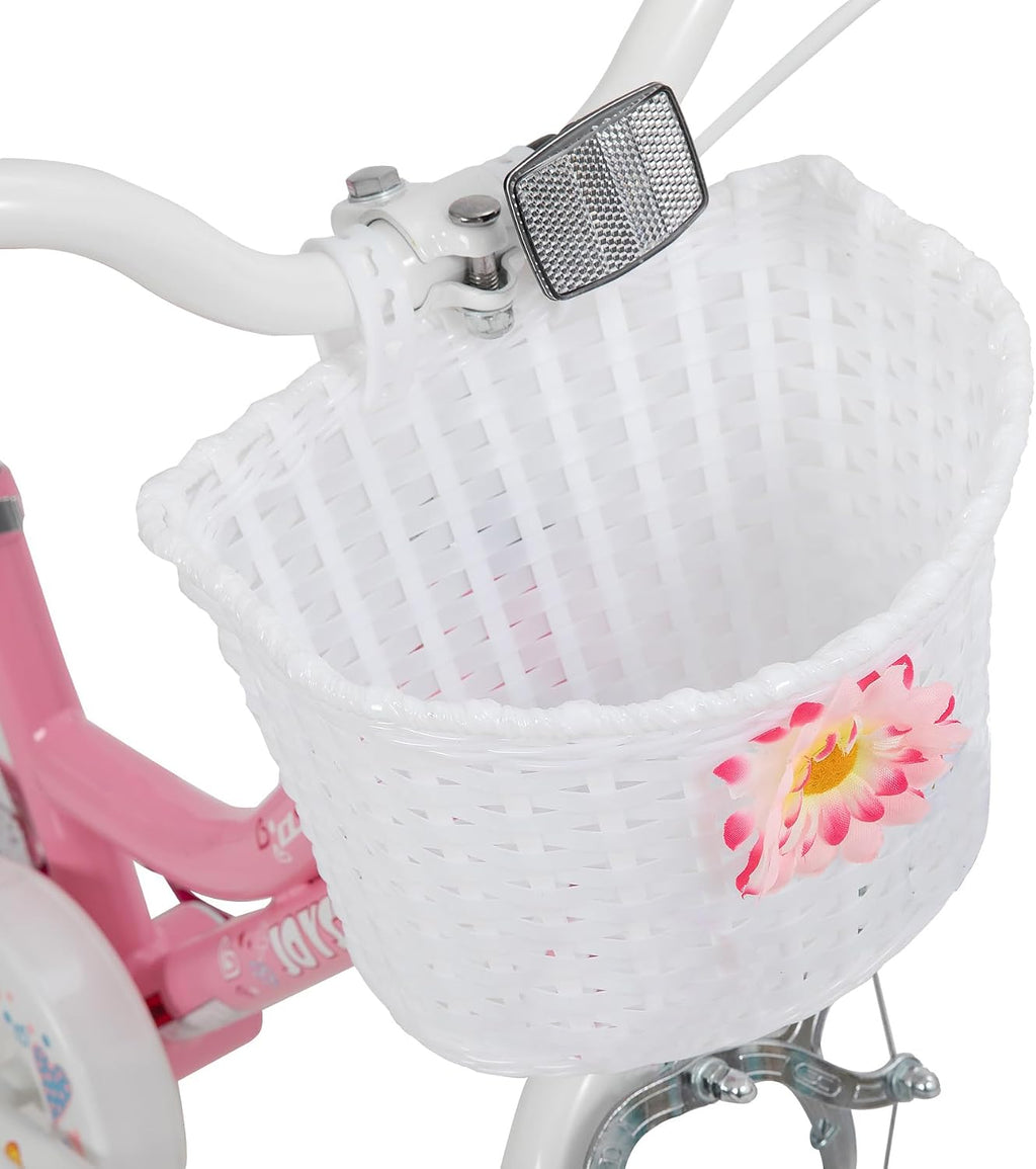 JOYSTAR Angel Girls Bike for Toddlers and Kids Ages 2-13 Years Old, 12 14 16 18 20 Inch Kids Bike with Training Wheels & Basket, 20 24 Inch Girls Bicycle with Handbrake & Kickstand