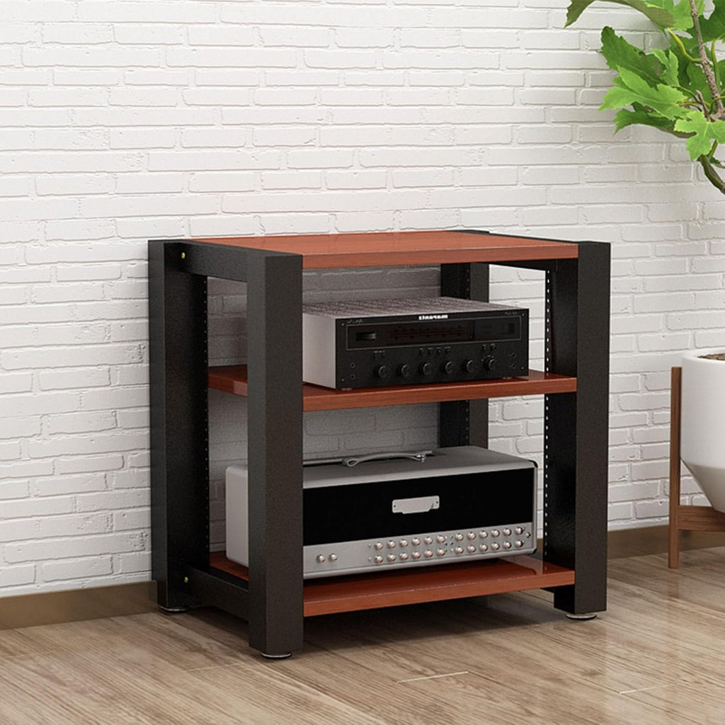 SOBS 2/3/4/5-Tier Audio/Video Component Cabinet Media Stand CD Player Stand Stereo Equipment Storage Rack with Height Adjustable Wooden Shelf for Home/Office/Theater (Color : B, Size : 3-Tier)