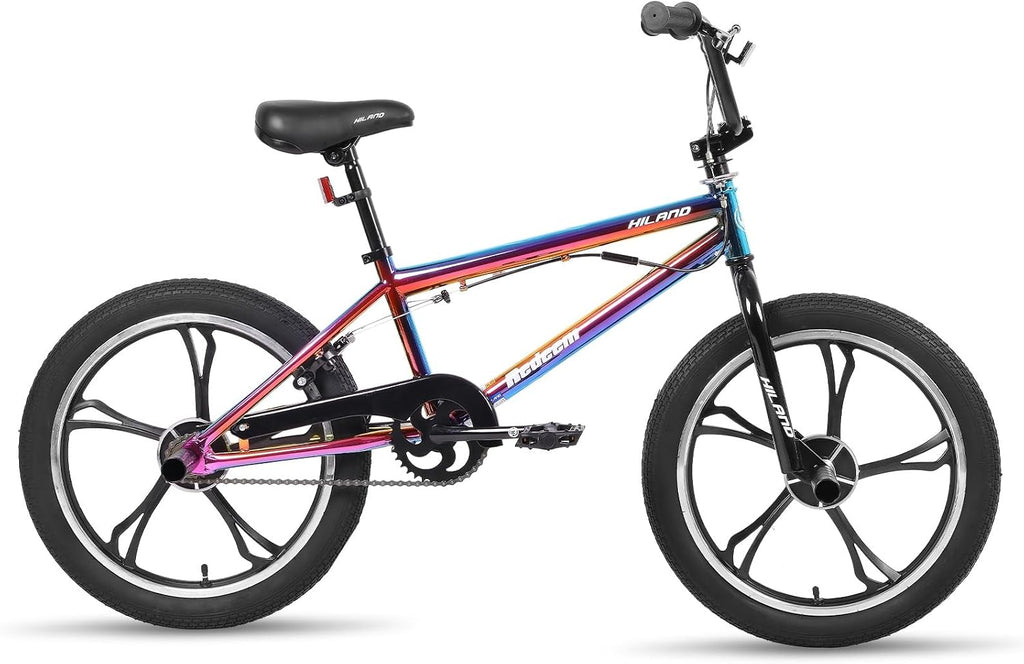 Hiland 20 Inch 3 5 Spoke Kids BMX Bike for Boys Girls Ages 5-12, 360 Degree Rotor Freestyle, 4 Pegs Single Speed Kid's BMX Bicycle, Multiple Colors
