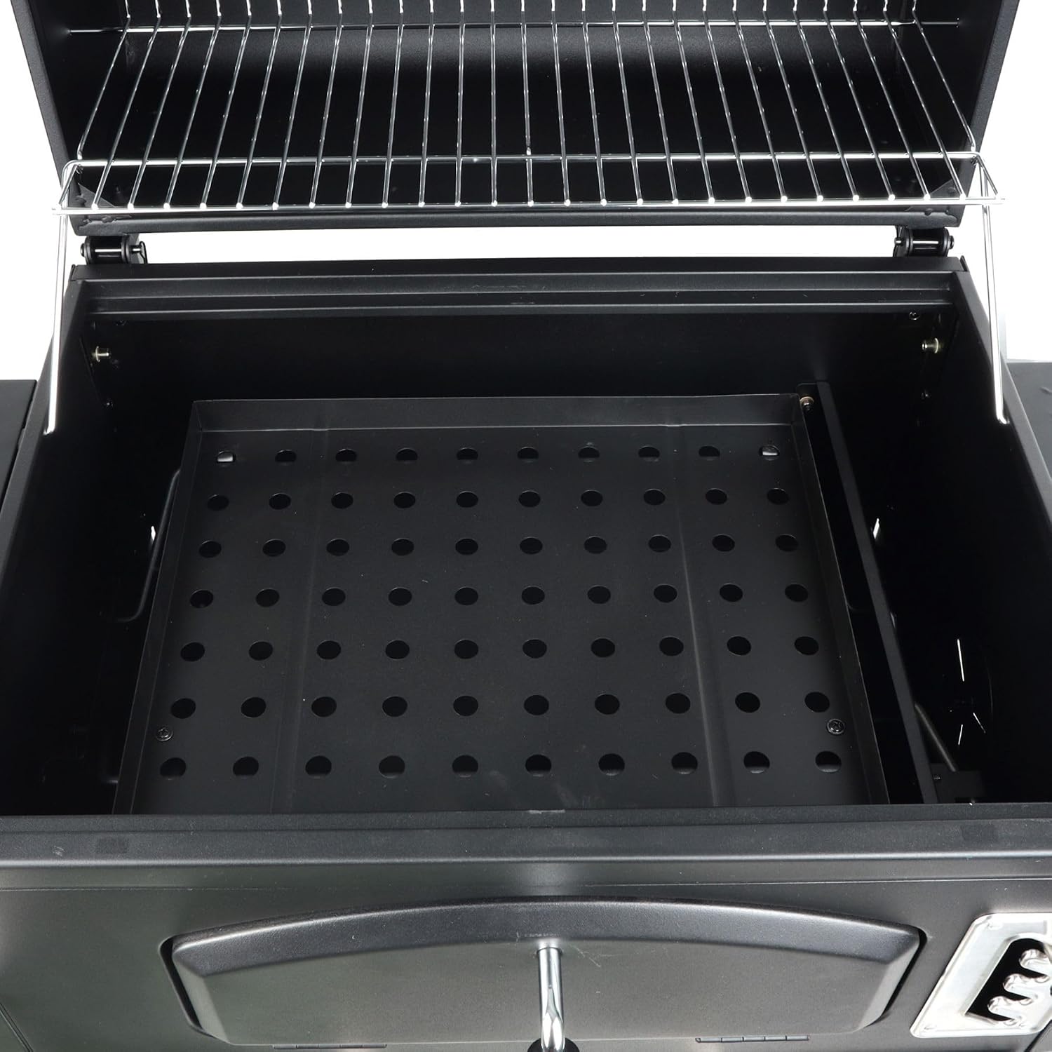 Grill Boss 24 Inch Charcoal BBQ Grill with Side Shelves, Built-In Thermometer, Black