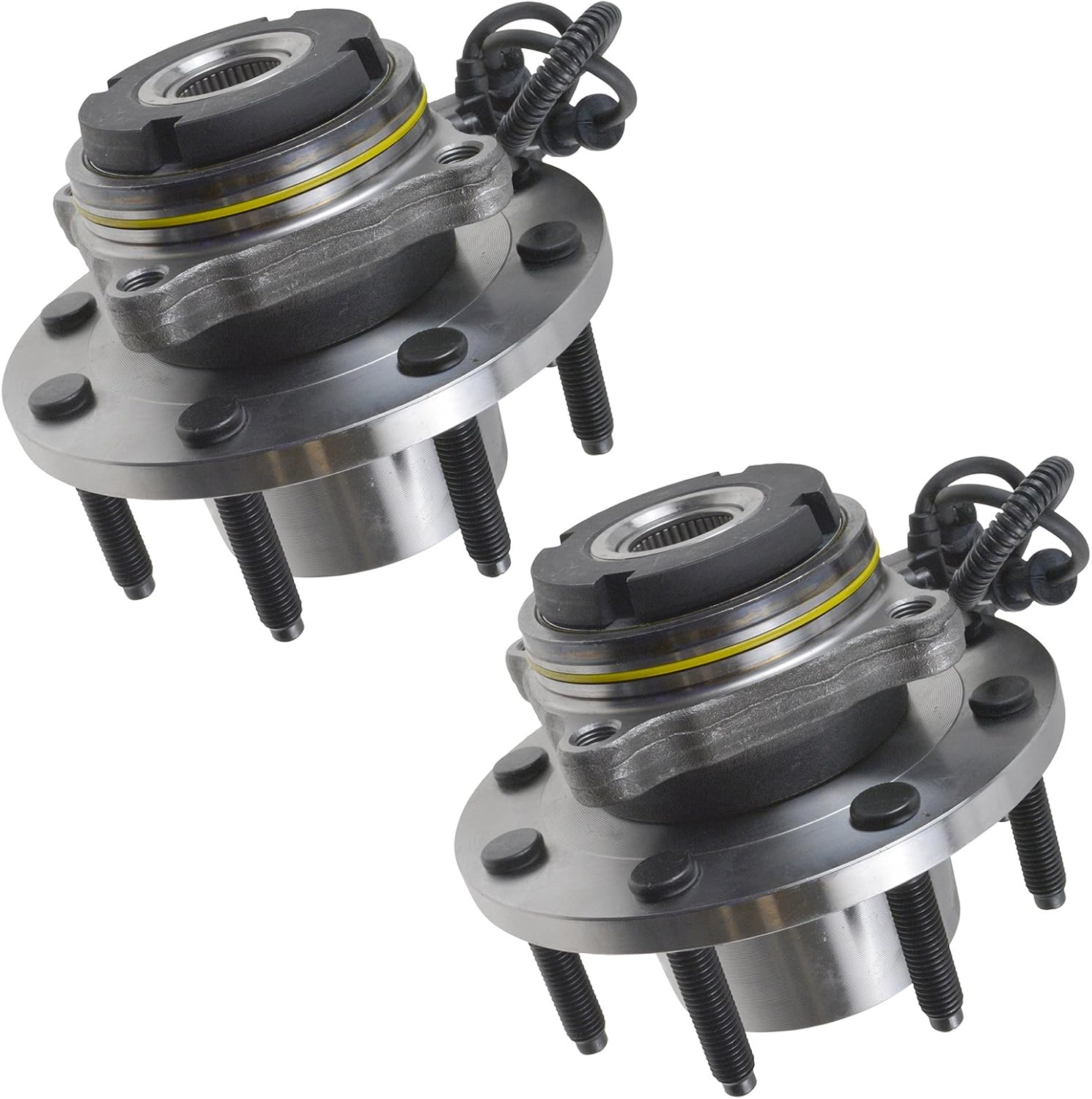 TRQ 2 Piece Front Wheel Bearing & Hub Assembly Set 4WD Compatible with 2000-2002 Ford Excursion 1999-2004 F-250 Super Duty F-350 Super Duty
