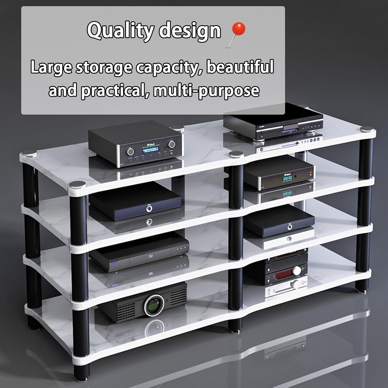 Audio Rack, Portable Media Storage Rack,Media Storage,Modern Cabinet with Cable Management,for Entertainment Stereo Components, for HiFi Audio Equipment