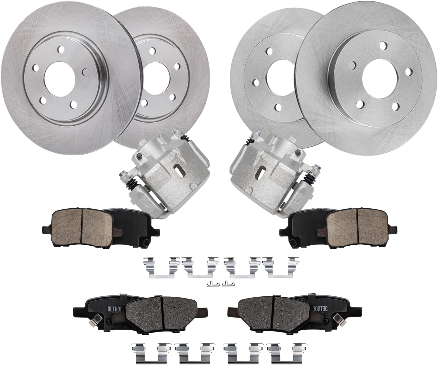 Detroit Axle - Brake Kit for Chevrolet Malibu Pontiac G6 Saturn Aura, Disc Brake Rotors Ceramic Brakes Pads and Front Brake Calipers Replacement: 11.65' inch Front &10.63' inch Rear Rotor