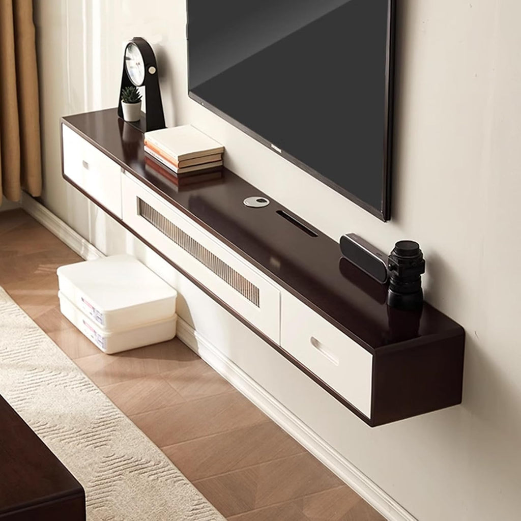 Wall Mounted TV Cabinet for 42-70' TVs, Floating TV Shelf Item Display Stand with 3 Drawers, Audio Entertainment Equipment Storage Cabinet for Living Room (Color : Black+White, Size : 160cm