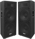 Seismic Audio - FL-155PC - Pair of Dual Premium 15' PA/DJ Speaker Cabinets with Titanium Horns - Wheel Kits and Rear Handles - 800 Watts RMS per Cabinet