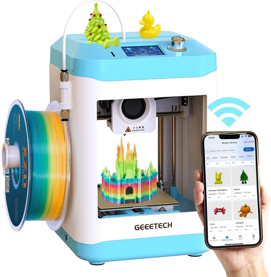 Fully Assembled Mini 3D Printer for Kids & Beginners with WiFi- Complete Starter Kit with Auto Leveling 3D Printer, 1 Roll of Filament, and SD Card, High-Speed, Fully Open Source, for Home & School