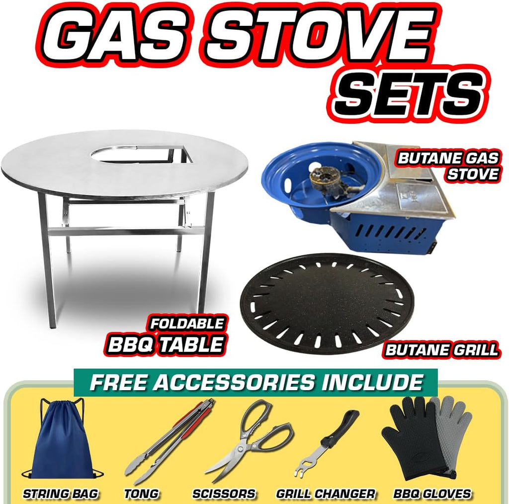 43.5' X 30' Korean BBQ Grill Foldable Outdoor Large Table Gas set