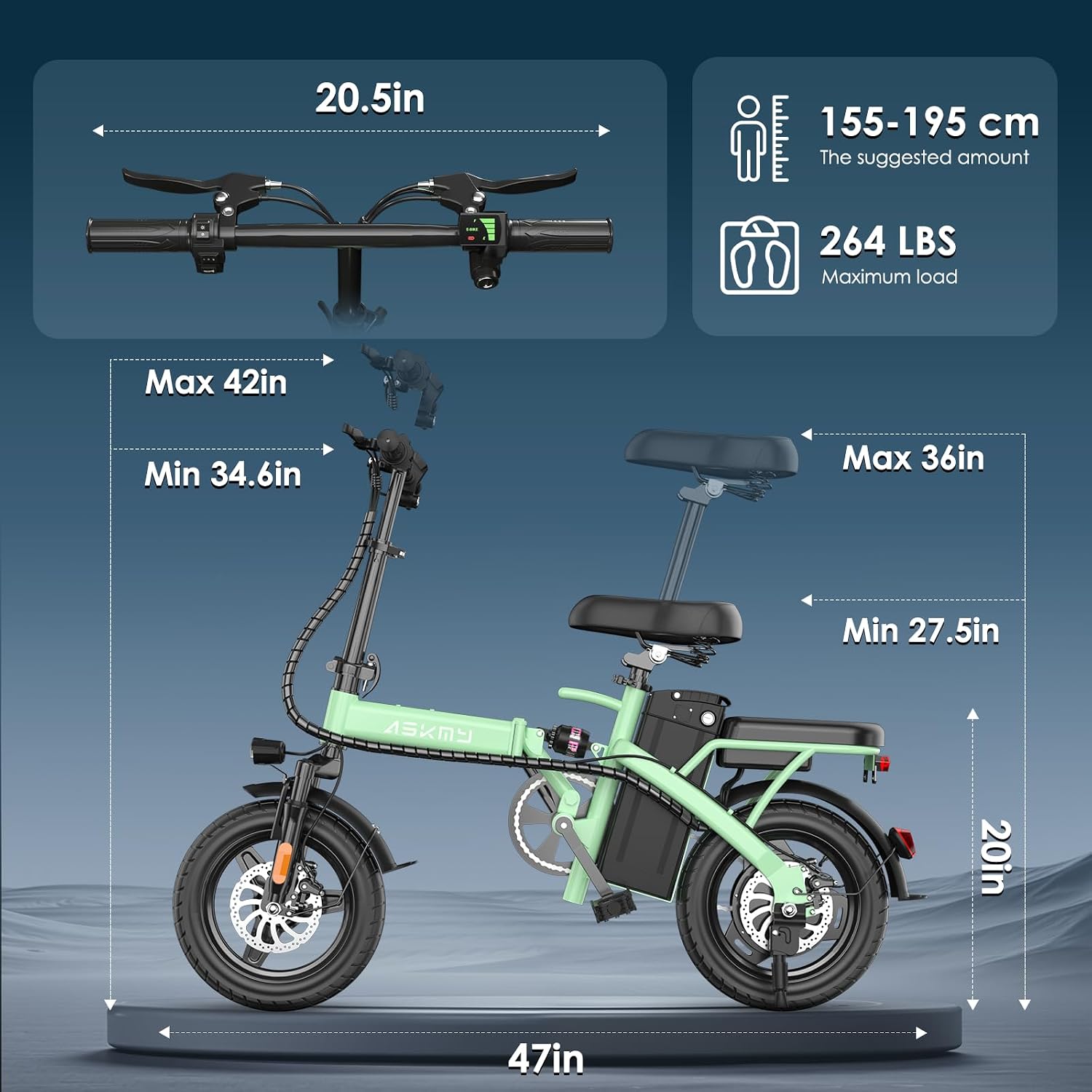 REOCRO Foldable Electric Bike for Adults, 14' Mini Folding E-Bike with 48V 10AH/20AH Removable Battery, 30-60 Miles PAS Range, 700W Peak Motor, Electric Bicycle for Daily Commuting and City Riding