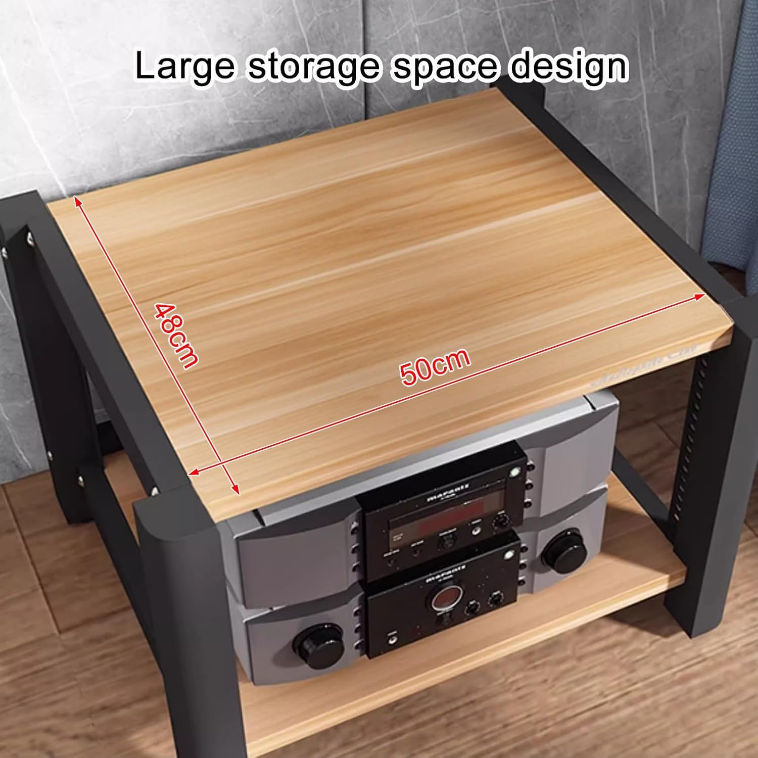 HiFi Rack Printer Stand, 4-5-Tier Media Audio Tower Cabinet, Record Player Stand with Adjustable Shelves, Living Room Entertainment Media Equipment Storage Rack(Style A,50x60x85cm)