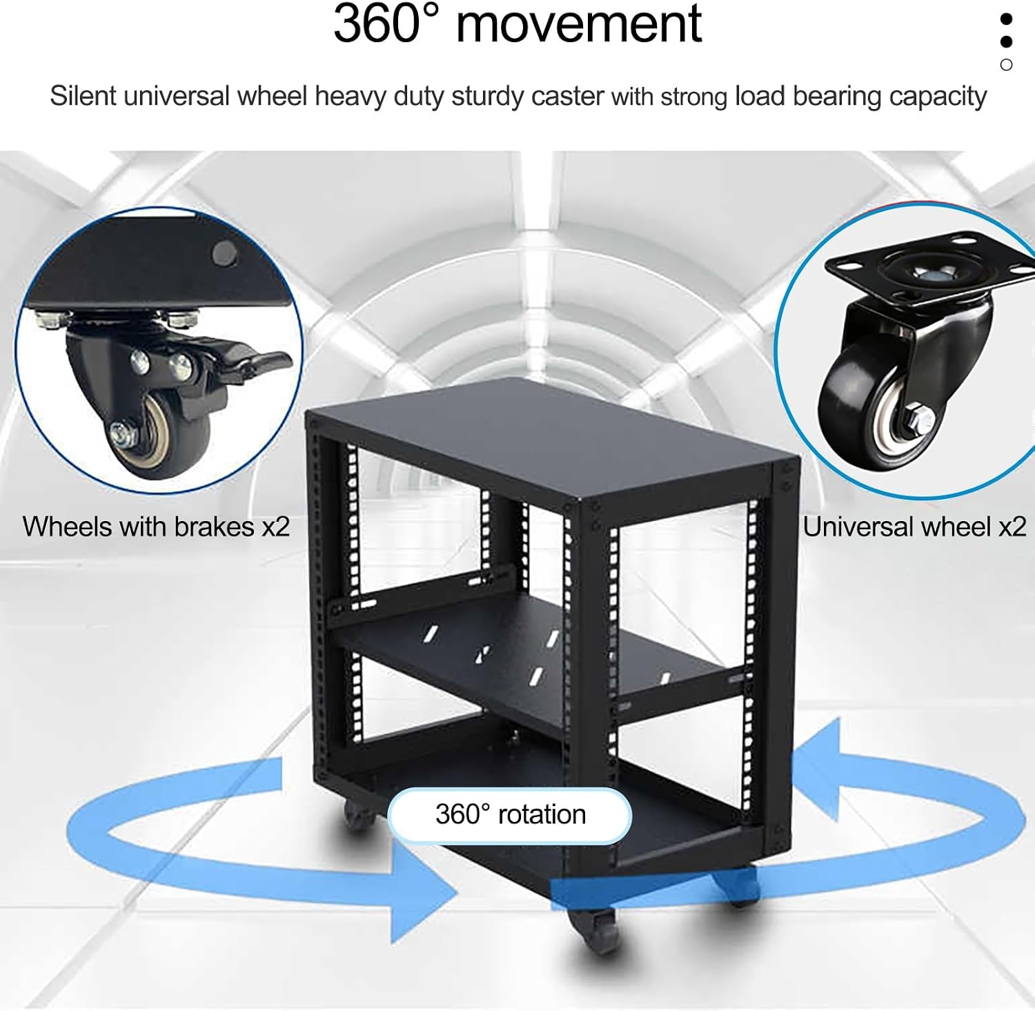 Audio Rack AV Media Stand Audio Stand with Wheel, Media Storage Cabinet Adjustable Entertainment Video Game Equipment Console Shelf, Corner Entertainment Center