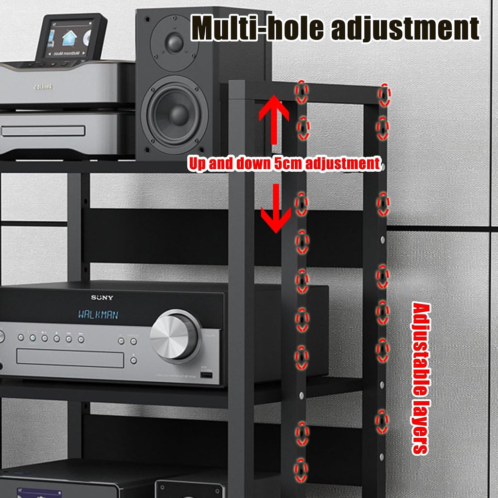 Multi-Tier Media Stand, 2/3/4 Tier Audio Rack, HiFi Component Shelf for Living Room & Studio, Sturdy Audio Cabinet (19.7x15.7x39.3in) - Perfect for Organizing Equipment