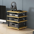 Audio Rack Tower AV Media Stand Audio-Video Media Stand, Storage Rack Audio Tower Thickened Steel Pipe, Equipment Console Shelf for Home Office Theater(Yellow)
