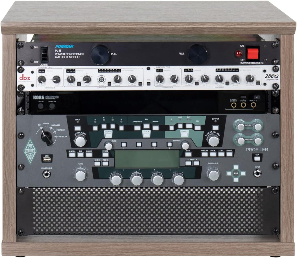 Gator Frameworks Elite Furniture Series 8U Wood Desktop Studio Rack in Driftwood Grey Finish (GFW-ELITERK-8U-GRY)