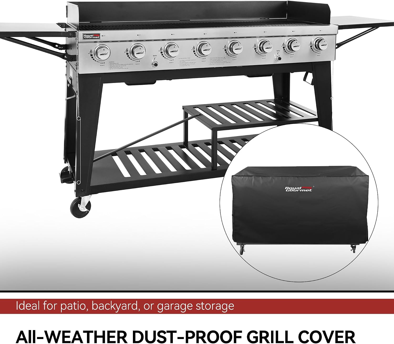 Royal Gourmet Event 8-Burner BBQ Propane Gas Grill with Cover, Picnic or Camping Outdoor