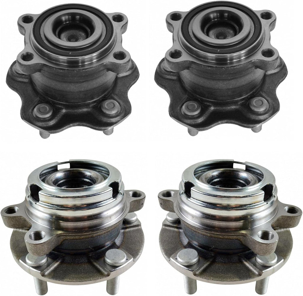 TRQ Front and Rear Wheel Bearing and Hub Assembly Set 4 Piece Compatible with 10-12 Nissan Altima SR 13-18 Altima 09-14 Maxima 16-20 Maxima 2021 Maxima to 9-30-20 Production Date 13-20 Pathfinder FWD