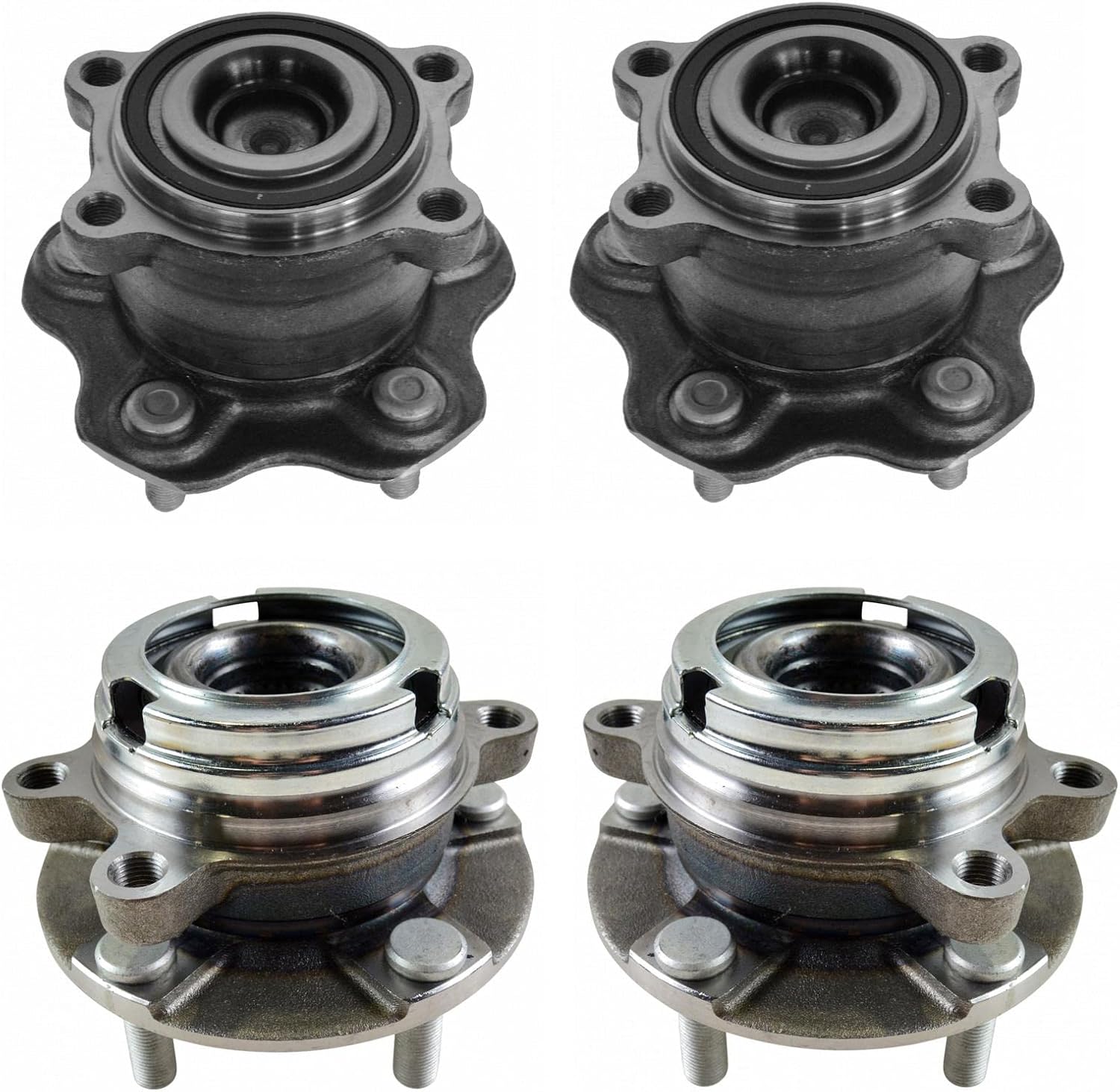 TRQ Front and Rear Wheel Bearing and Hub Assembly Set 4 Piece Compatible with 10-12 Nissan Altima SR 13-18 Altima 09-14 Maxima 16-20 Maxima 2021 Maxima to 9-30-20 Production Date 13-20 Pathfinder FWD