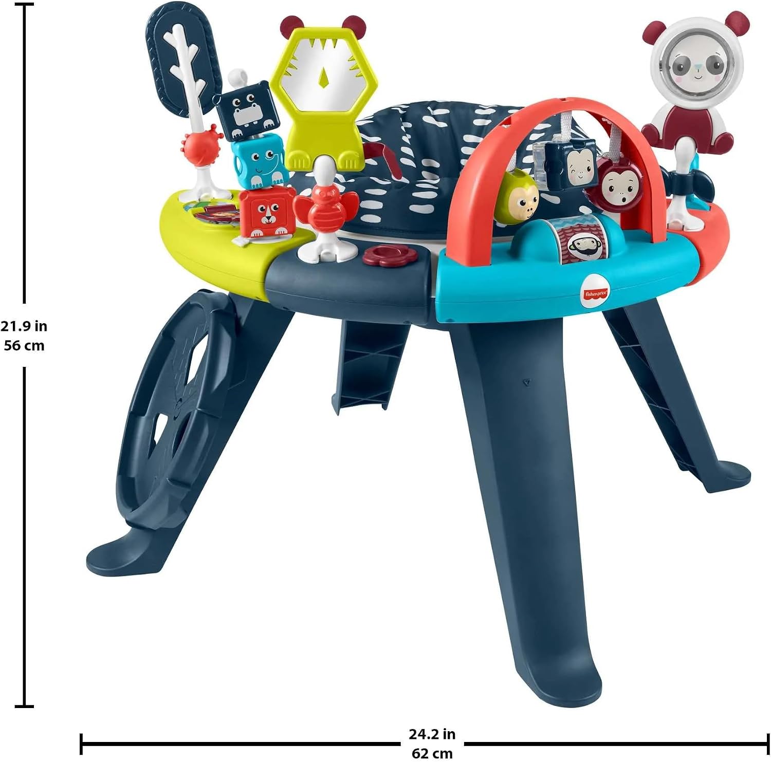 Fisher-Price 3-in-1 Spin & Sort Infant Activity Center and Toddler Play Table, Navy Dashes- Unisex