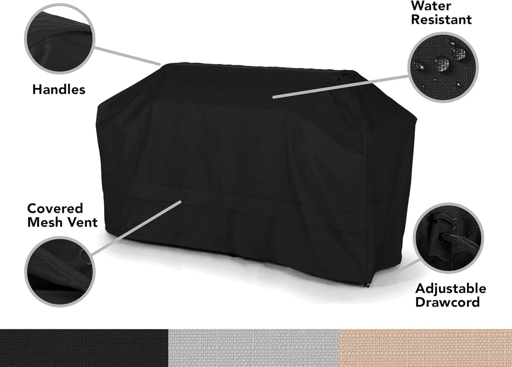 Covermates Island Grill Cover - Rip-Resistant Water-Resistant All-Weather Outdoor BBQ Cover with Mesh Vents, Heavy-Duty 600D Polyester Protection for Large Island Grills, 74 Inch, Ripstop Black