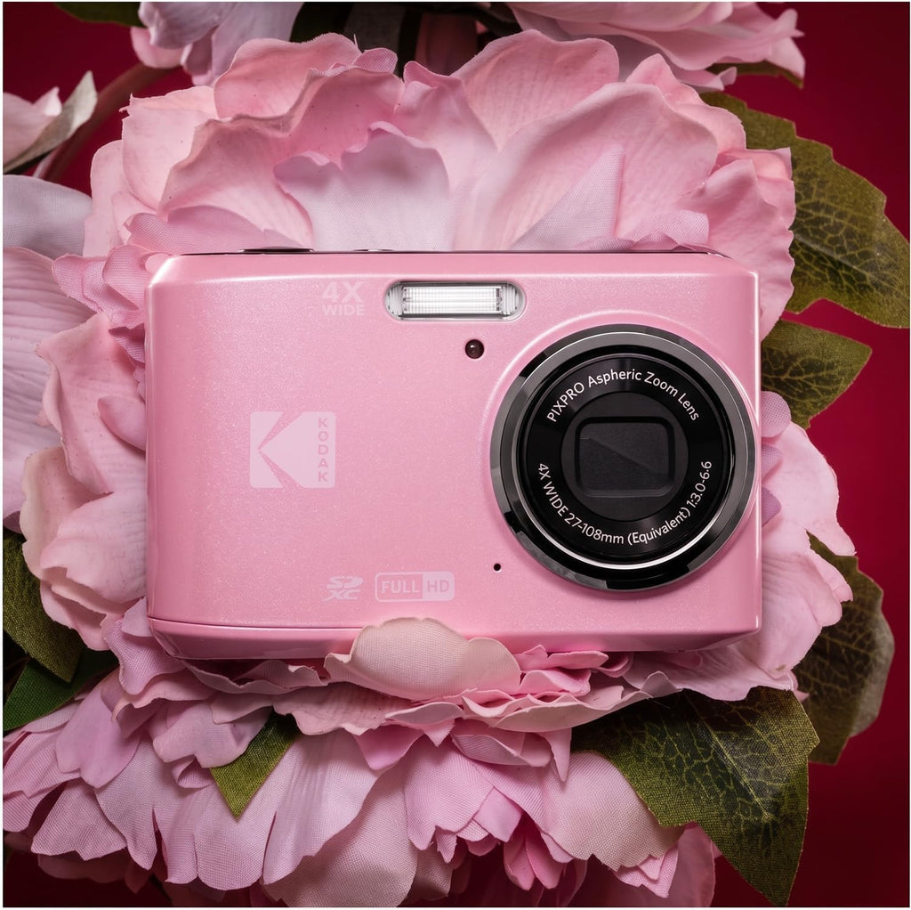 Kodak PIXPRO FZ45 16MP Point and Shoot Digital Camera with 4X Optical Zoom - Compact 27mm Wide Angle Lens for Clear Photos - 2.7 Inch LCD Screen for Families and Travelers - Pink