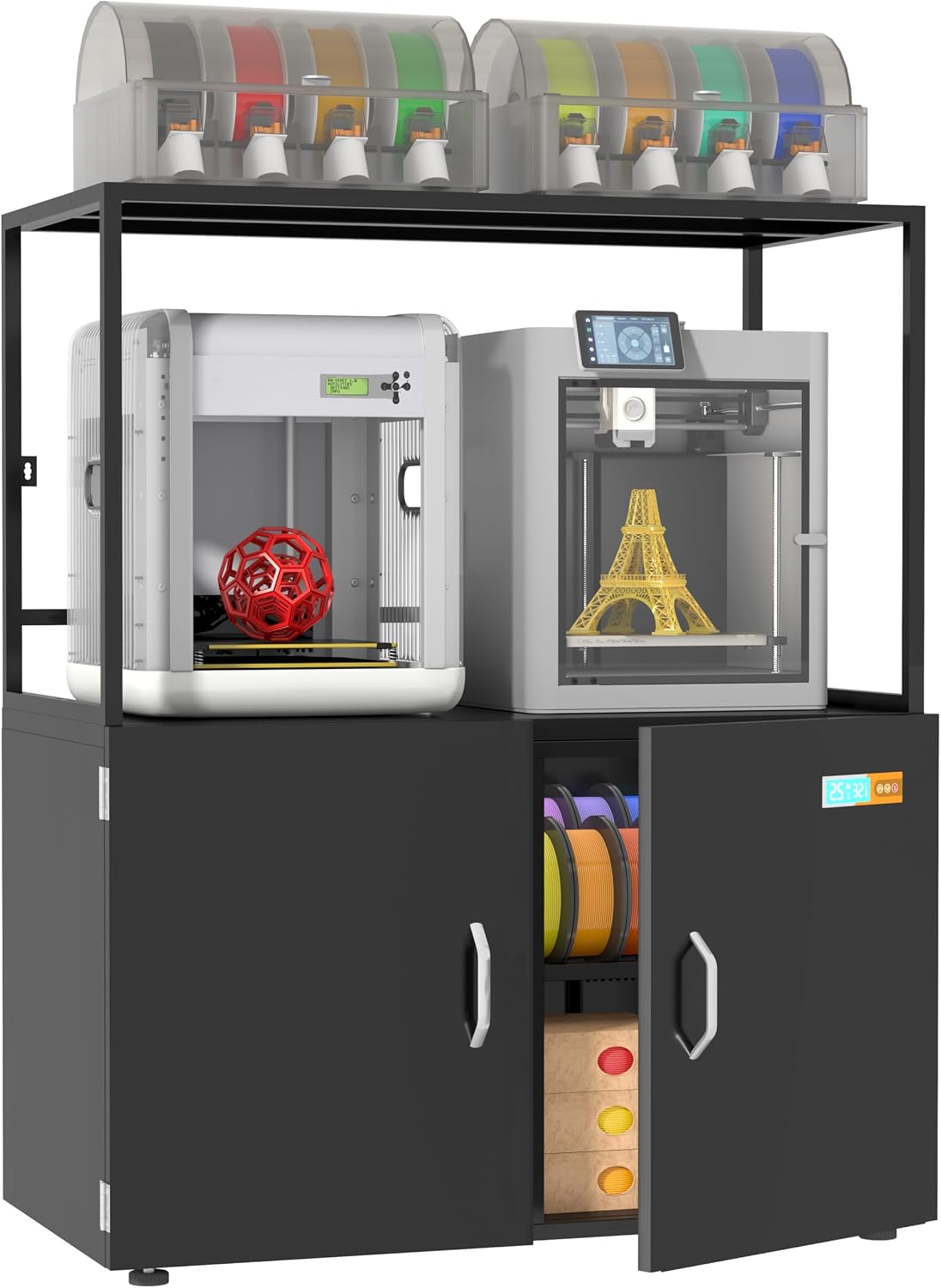 300L 3D Printer Filament Storage Stand with Dehumidifier | Industrial Sealed Dehumidifying Cabinet Holds 160 Rolls -Compatible with PLA/ABS/TPU (300L Black)