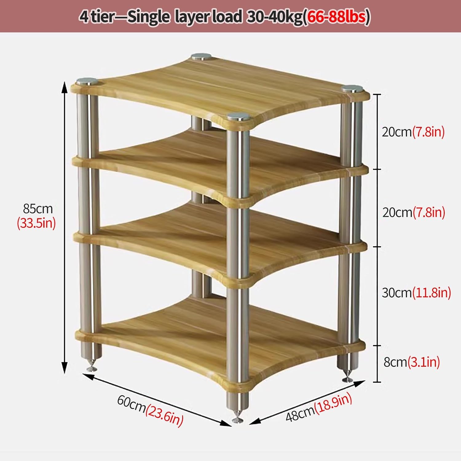 Heavy Duty HiFi Audio Rack Stand - Modern 4-Tier Media Tower for Space-Saving Stereo Equipment in Living Room, Perfect for Small Spaces & Home Entertainment Systems, Black
