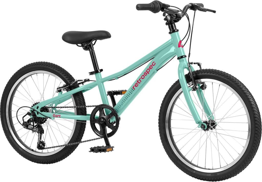 Retrospec Dart Kids Bike - 7-Speed Hybrid Bicycle for Ages 6-11 with 29in All-Season Tires & Shock Absorption - Adjustable Height Youth Bike with V-Brakes & Smooth Gear Shifting
