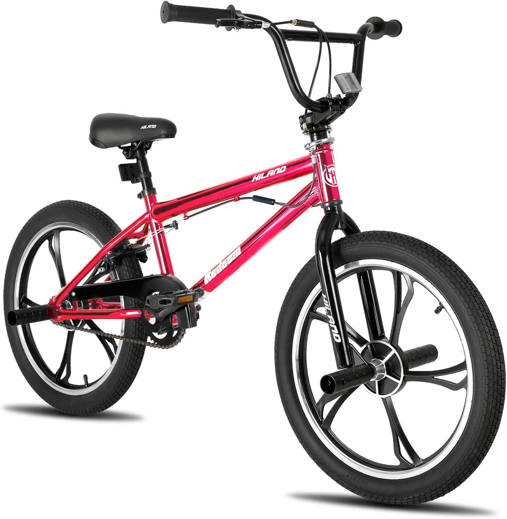 Hiland 20 Inch 3 5 Spoke Kids BMX Bike for Boys Girls Ages 5-12, 360 Degree Rotor Freestyle, 4 Pegs Single Speed Kid's BMX Bicycle, Multiple Colors