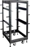 RIVECO 22U 19' Adjustable Depth Server Rack Support Up to 1700LBS Floor Standing 4 Post Rack with L Rails & Load-Bearing Casters Universal for Network Equipment Black