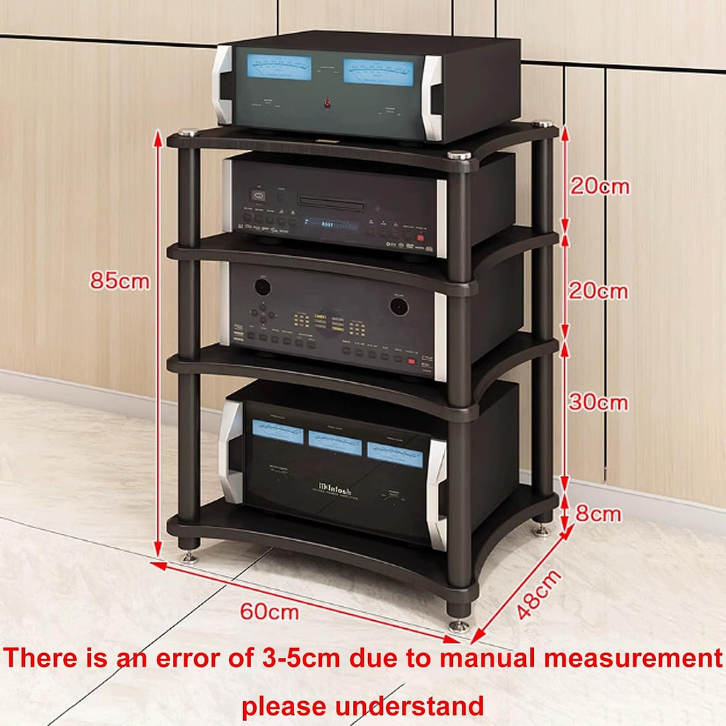 Audio Storage Rack, AV Media Stand, Audio Rack Stand, Audio Rack Tower Heavy Duty for Audio Equipments 4 Sizes 2 Colors(Black,4 Layer)